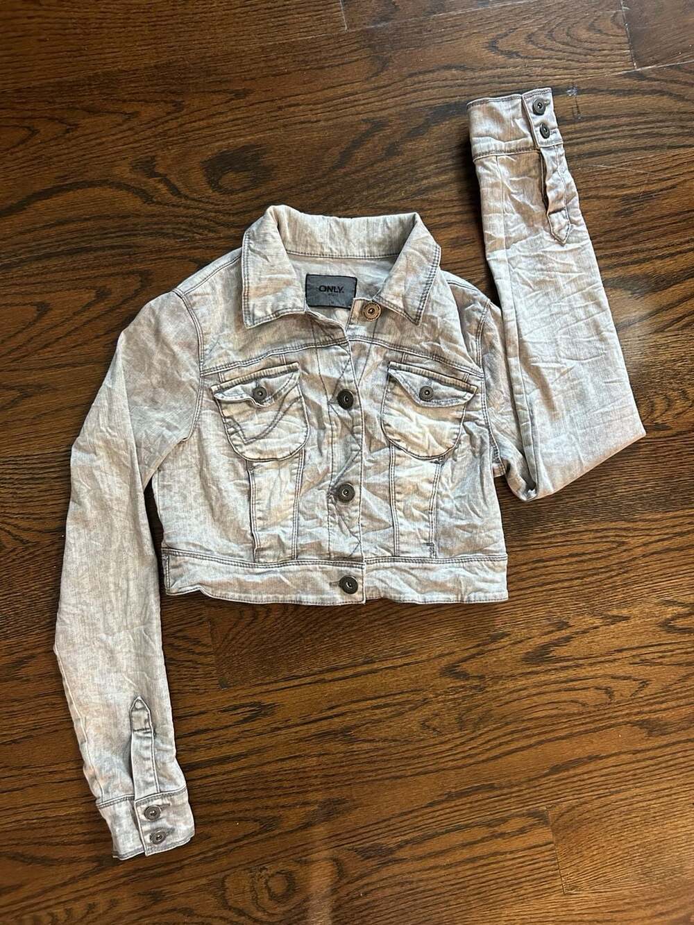 Only Ally Denim Jacket Size EU 38 Gray Crop